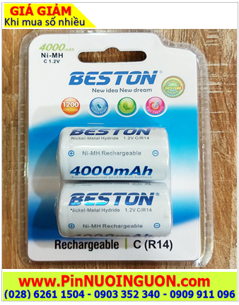 Beston C4000mAh C/R14, Pin sạc 1.2v Beston C4000mAh C/R14 (Nickel Metal Hydride) / Vỉ 2 viên